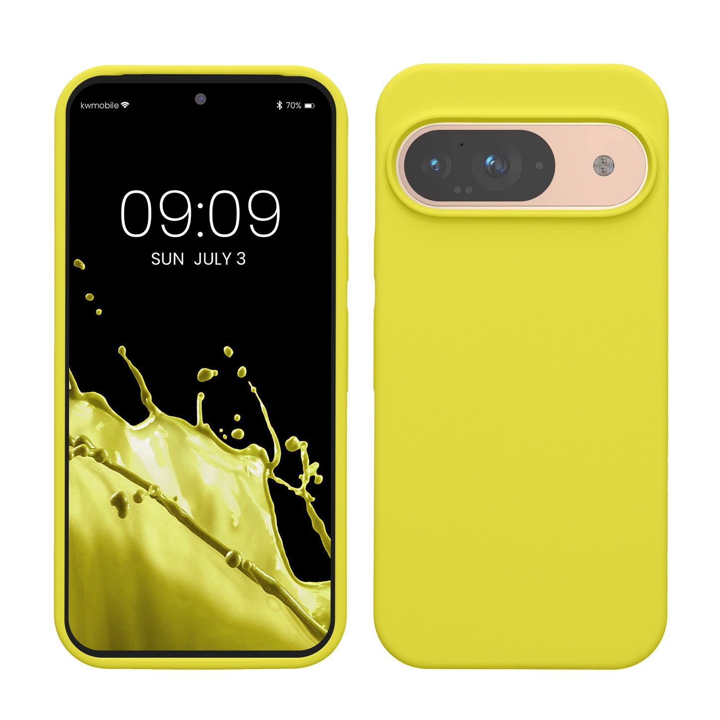 kwmobile Handyhülle für Google Pixel 9 Hülle / Google Pixel 9 Pro Hülle, für Pixel 9 Hülle / Pixel 9 Pro Hülle, für Pixel 9 Case / Pixel 9 Pro Case - Hülle Silikon - kabelloses Laden - Zitronengelb Zitronengelb  