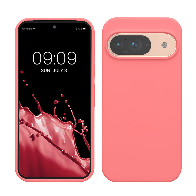 kwmobile Handyhülle für Google Pixel 9 Hülle / Google Pixel 9 Pro Hülle, für Pixel 9 Hülle / Pixel 9 Pro Hülle, für Pixel 9 Case / Pixel 9 Pro Case - Hülle Silikon - kabelloses Laden - Pastell Koralle Pastell Koralle  