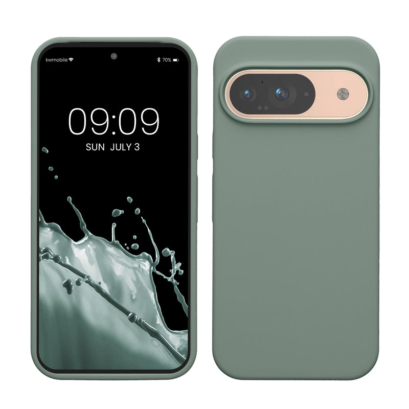 kwmobile Handyhülle für Google Pixel 9 Hülle / Google Pixel 9 Pro Hülle, für Pixel 9 Hülle / Pixel 9 Pro Hülle, für Pixel 9 Case / Pixel 9 Pro Case - Hülle Silikon - kabelloses Laden - Rainwashed Grün Rainwashed Grün  