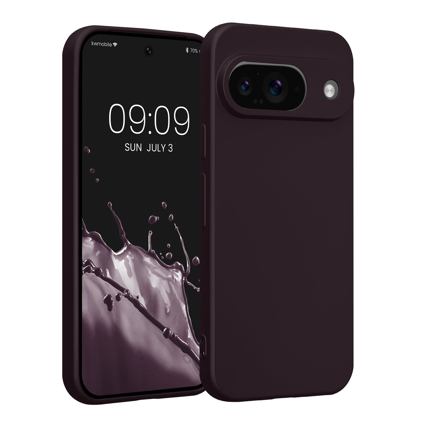 kwmobile Handyhülle kompatibel mit Google Pixel 9 Hülle - weiche Silikon Case metallisch schimmernd in Metallic Brombeere Metallic Brombeere  