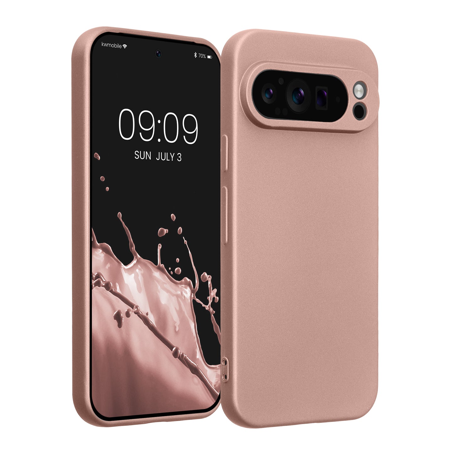 kwmobile Handyhülle kompatibel mit Google Pixel 9 Pro Hülle - weiche Silikon Case metallisch schimmernd in Metallic Rosegold Metallic Rosegold  