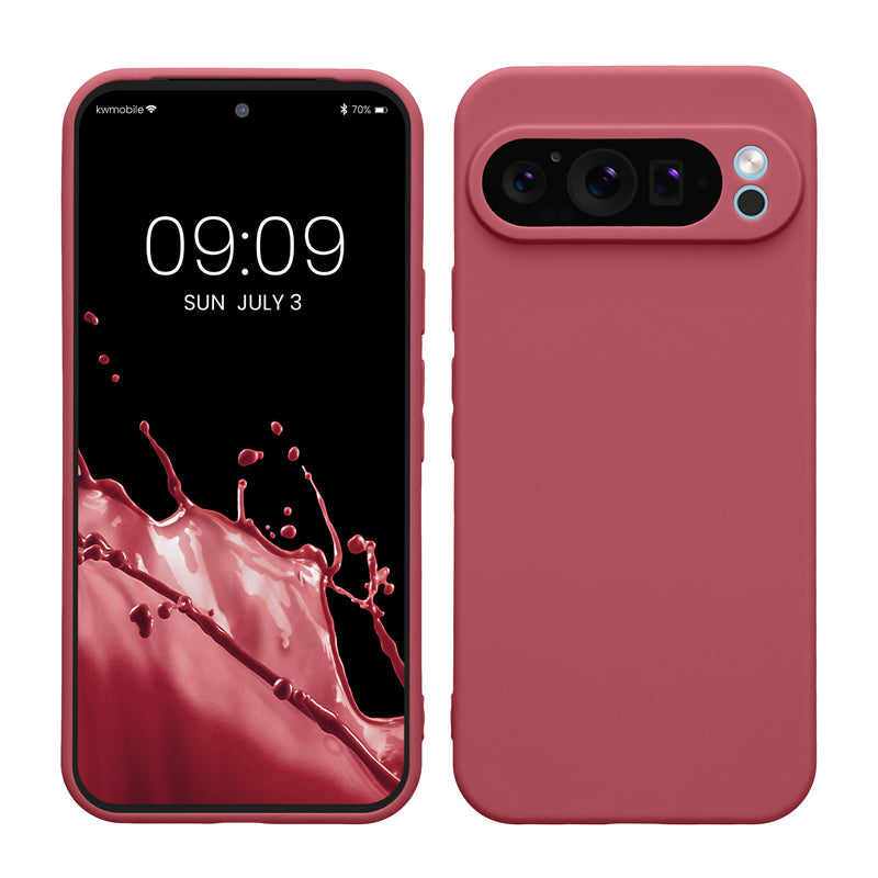 kwmobile Handyhülle kompatibel mit Google Pixel 9 Pro XL Hülle - Handy Case aus weichem Silikon in Dark Rose Dark Rose  