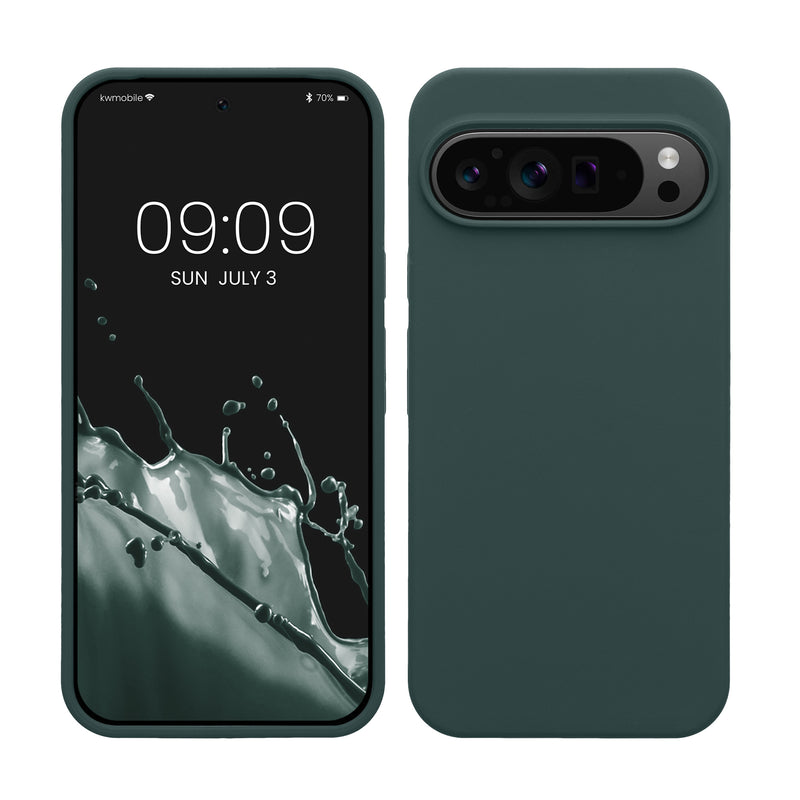 kwmobile Handyhülle für Google Pixel 9 Pro XL Hülle, für Pixel 9 Pro XL Case - Hülle Silikon - kabelloses Laden - Blaugrün Blaugrün  
