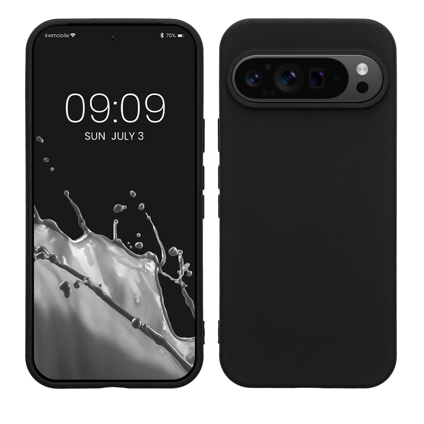kwmobile Hülle kompatibel mit Google Pixel 9 / Pixel 9 Pro Hülle - gummierte TPU Silikon Handyhülle - Schutzhülle für kabelloses Laden - Case in Schwarz Schwarz  