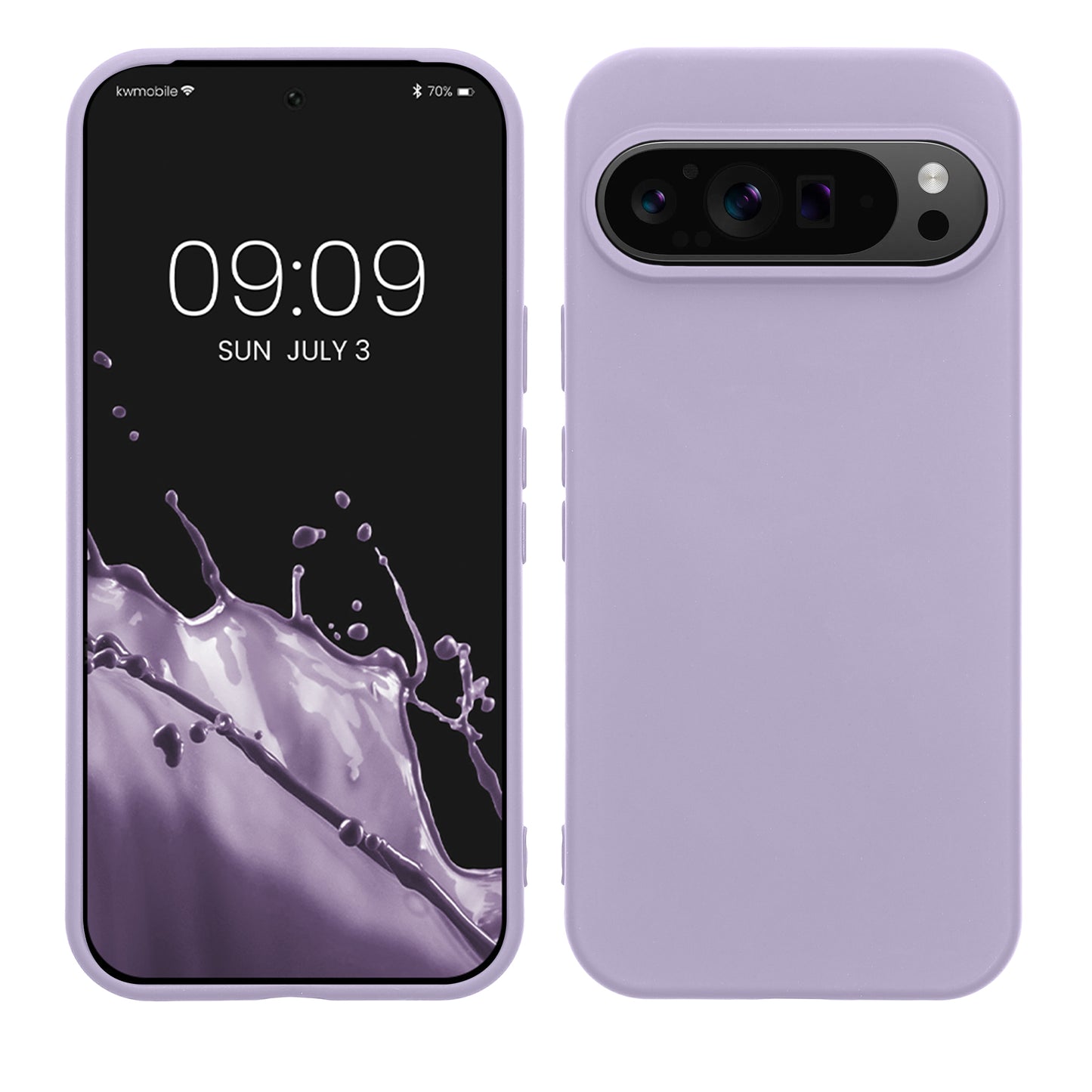 kwmobile Hülle kompatibel mit Google Pixel 9 / Pixel 9 Pro Hülle - gummierte TPU Silikon Handyhülle - Schutzhülle für kabelloses Laden - Case in Lavendel Lavendel  