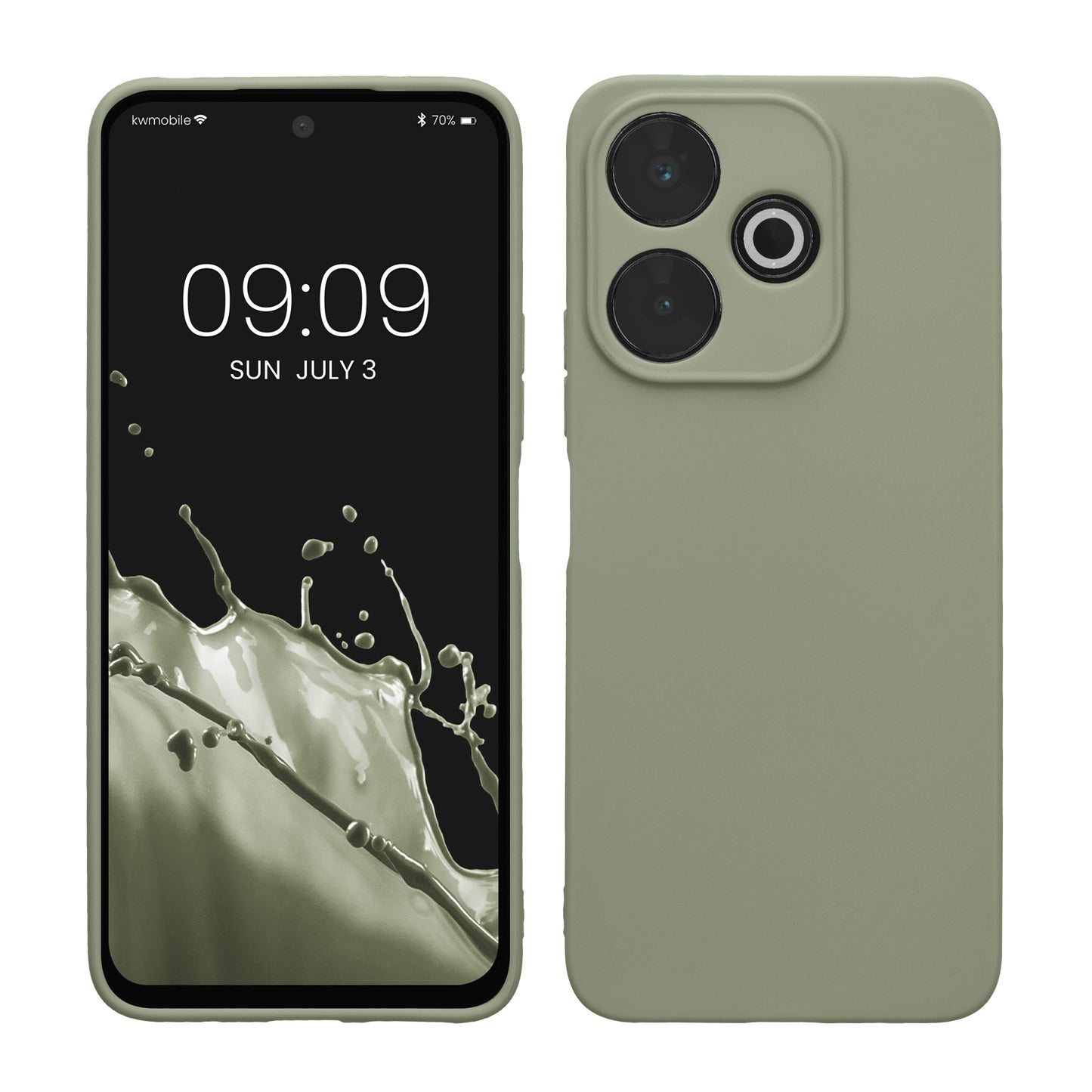 kwmobile Handyhülle kompatibel mit Xiaomi Redmi 13 Hülle - Handy Case aus weichem Silikon in Graugrün Graugrün  