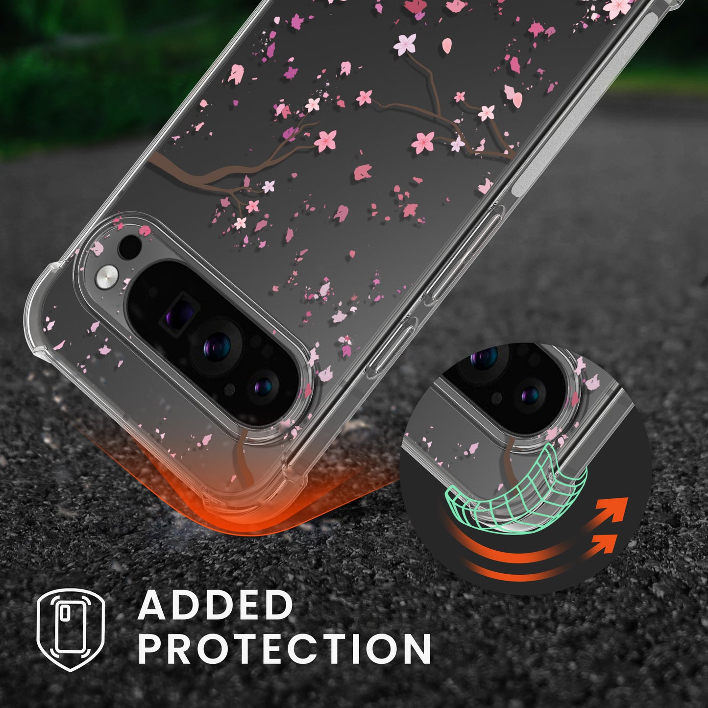 kwmobile Necklace Case kompatibel mit Google Pixel 9 Pro XL Hülle Silikon Cover mit Handykette Kirschblütenblätter