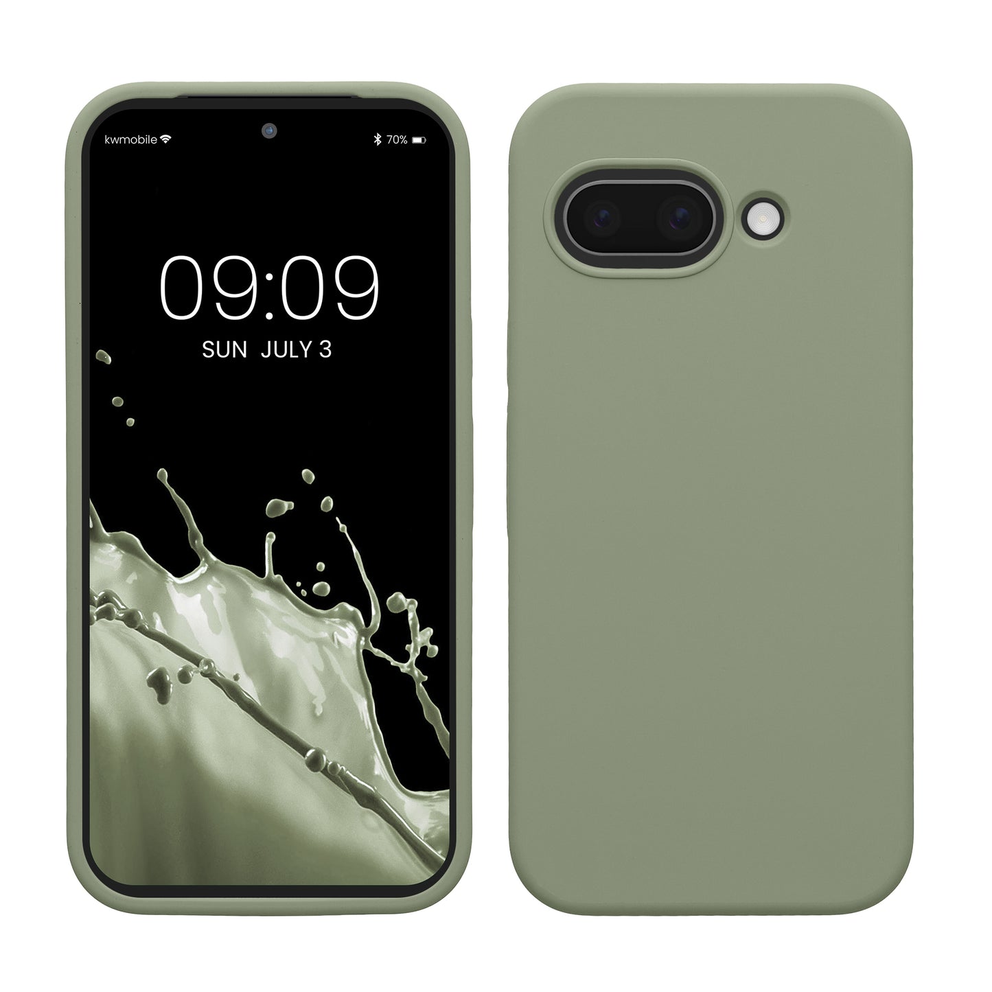 kwmobile Handyhülle für Google Pixel 9a Hülle, für Pixel 9a Case - Hülle Silikon - kabelloses Laden - Graugrün Graugrün  