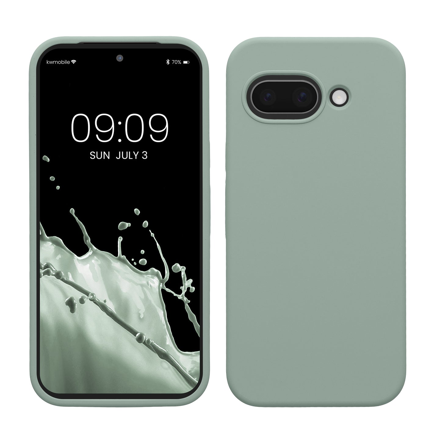 kwmobile Handyhülle für Google Pixel 9a Hülle, für Pixel 9a Case - Hülle Silikon - kabelloses Laden - Rainwashed Grün Rainwashed Grün  