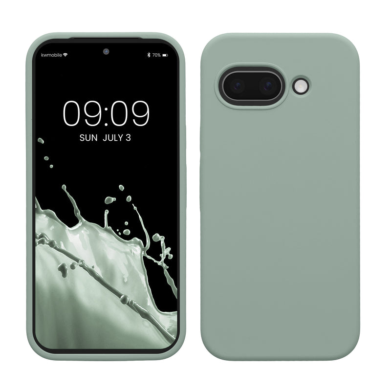 kwmobile Handyhülle für Google Pixel 9a Hülle, für Pixel 9a Case - Hülle Silikon - kabelloses Laden - Rainwashed Grün Rainwashed Grün  