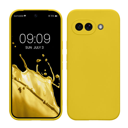 kwmobile Handyhülle kompatibel mit Google Pixel 9a Hülle - Handy Case aus weichem Silikon in Strahlend Gelb Strahlend Gelb  