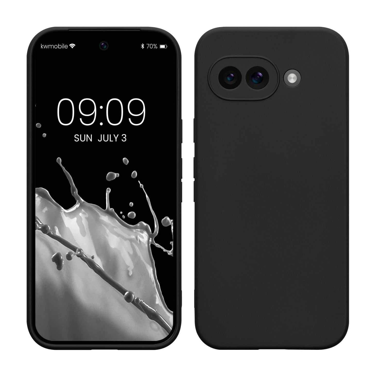 kwmobile Handyhülle kompatibel mit Google Pixel 9a Hülle - Handy Case aus weichem Silikon in Schwarz matt Schwarz matt  