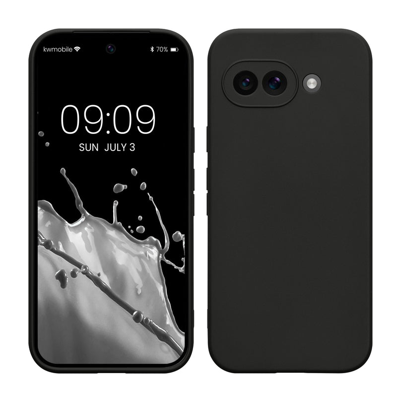 kwmobile Handyhülle kompatibel mit Google Pixel 9a Hülle - Handy Case aus weichem Silikon in Schwarz matt Schwarz matt  