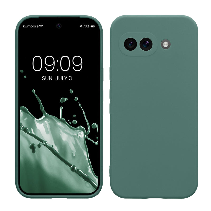 kwmobile Handyhülle kompatibel mit Google Pixel 9a Hülle - Handy Case aus weichem Silikon in Tannengrün Tannengrün  
