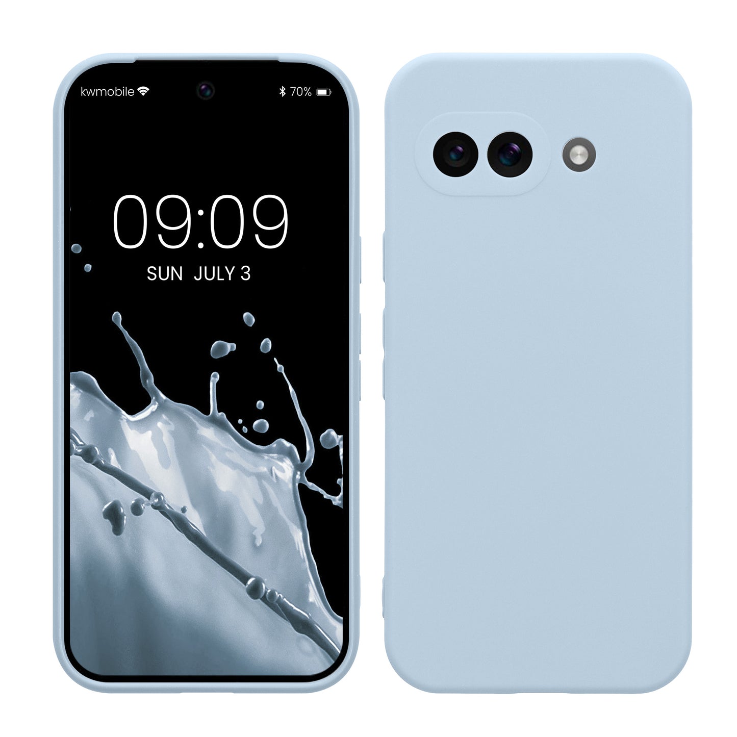 kwmobile Handyhülle kompatibel mit Google Pixel 9a Hülle - Handy Case aus weichem Silikon in Hellblau matt Hellblau matt  