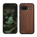kwmobile Hülle kompatibel mit Google Pixel 9a Hülle - Holz Case - stoßfestes Handy Cover - TPU Handyhülle in Dunkelbraun Walnussholz Dunkelbraun  