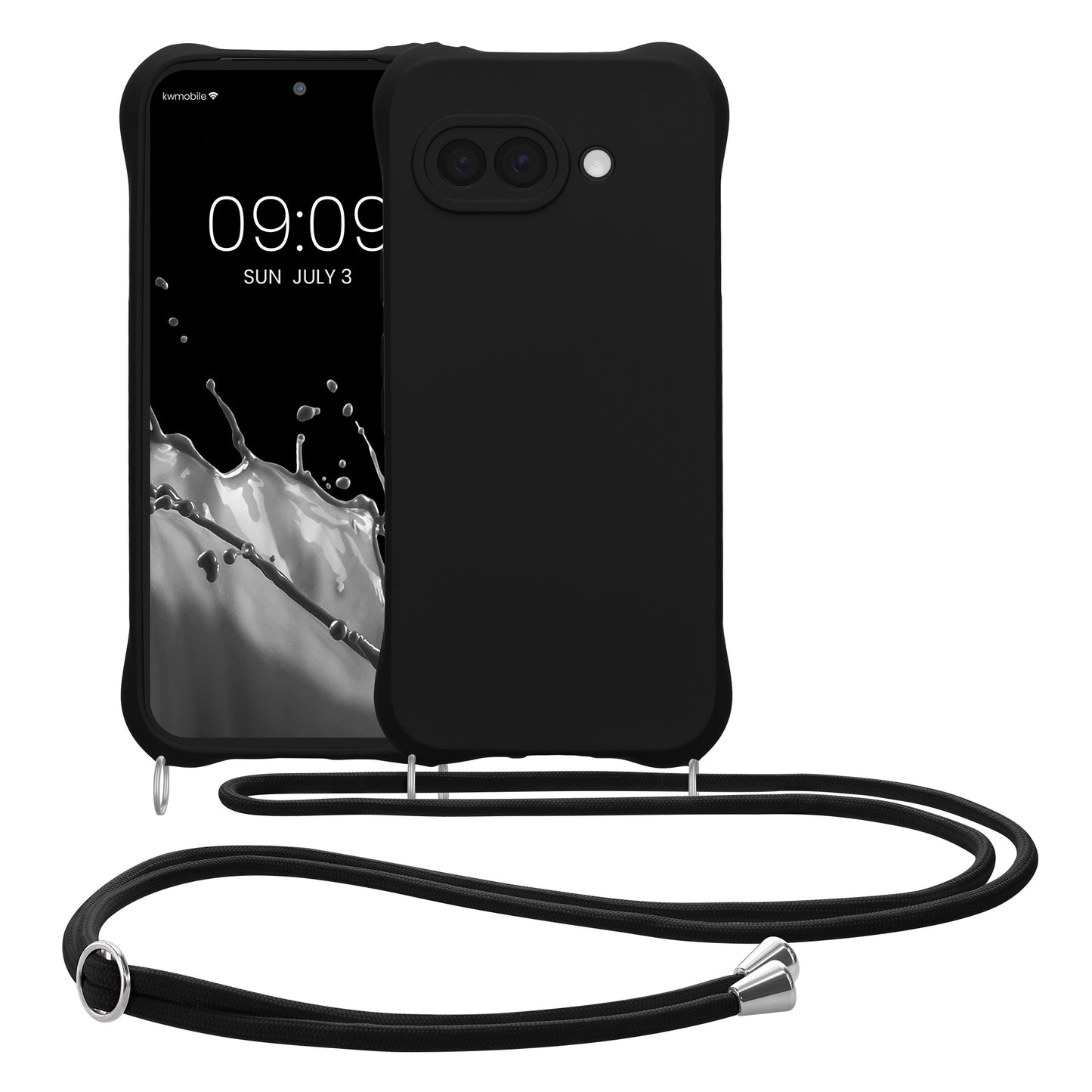kwmobile Necklace Case kompatibel mit Google Pixel 9a Hülle - Cover mit Kordel zum Umhängen - Silikon Schutzhülle