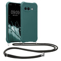 kwmobile Necklace Case kompatibel mit Google Pixel 9a Hülle - Cover mit Kordel zum Umhängen - Silikon Schutzhülle Petrol Petrol  