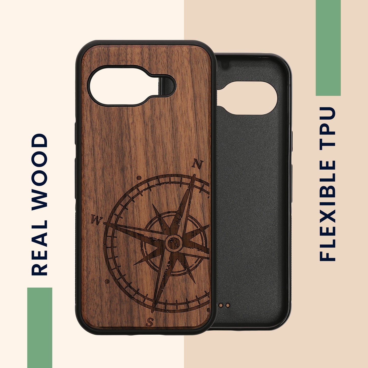 kwmobile Hülle kompatibel mit Google Pixel 9a Hülle - Case - Handy Cover - TPU Handyhülle Kompass Vintage