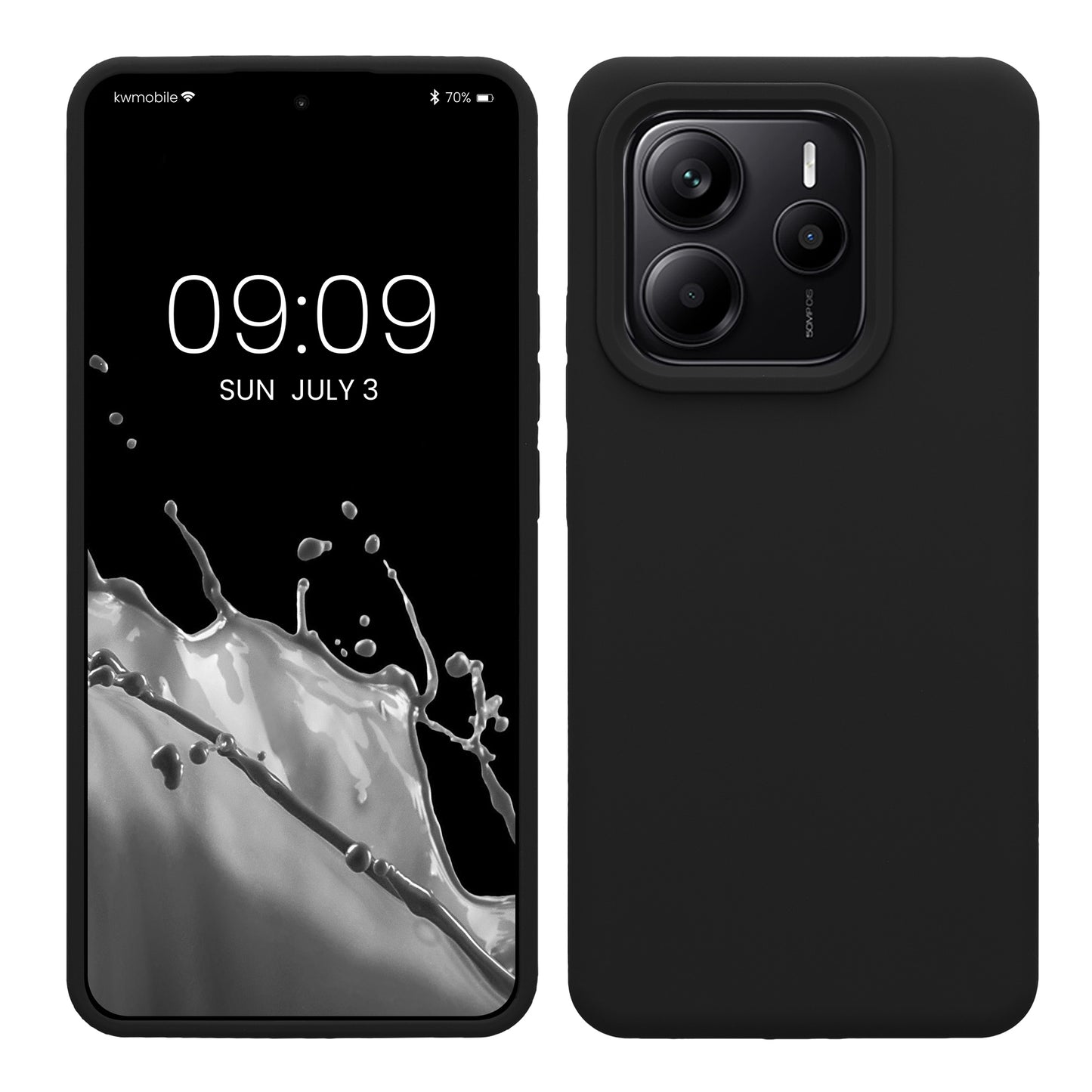 kwmobile Hülle kompatibel mit Xiaomi Redmi Note 14 5G (Nicht für 4G) Hülle - Silikon Handy Case - Handyhülle weiche Oberfläche - kabelloses Laden - Schwarz Schwarz  