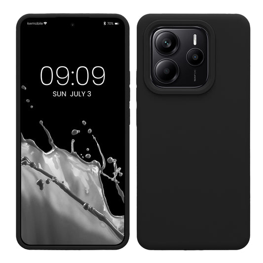 kwmobile Hülle kompatibel mit Xiaomi Redmi Note 14 5G (Nicht für 4G) Hülle - Silikon Handy Case - Handyhülle weiche Oberfläche - kabelloses Laden - Schwarz Schwarz  
