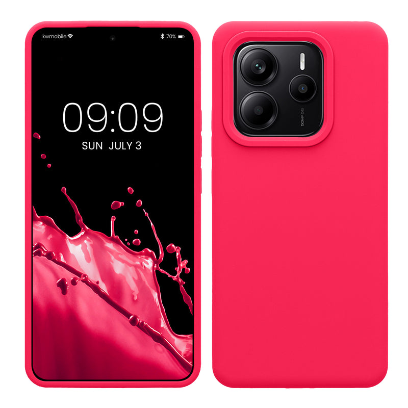 kwmobile Hülle kompatibel mit Xiaomi Redmi Note 14 5G (Nicht für 4G) Hülle - Silikon Handy Case - Handyhülle weiche Oberfläche - kabelloses Laden - Neon Pink Neon Pink  