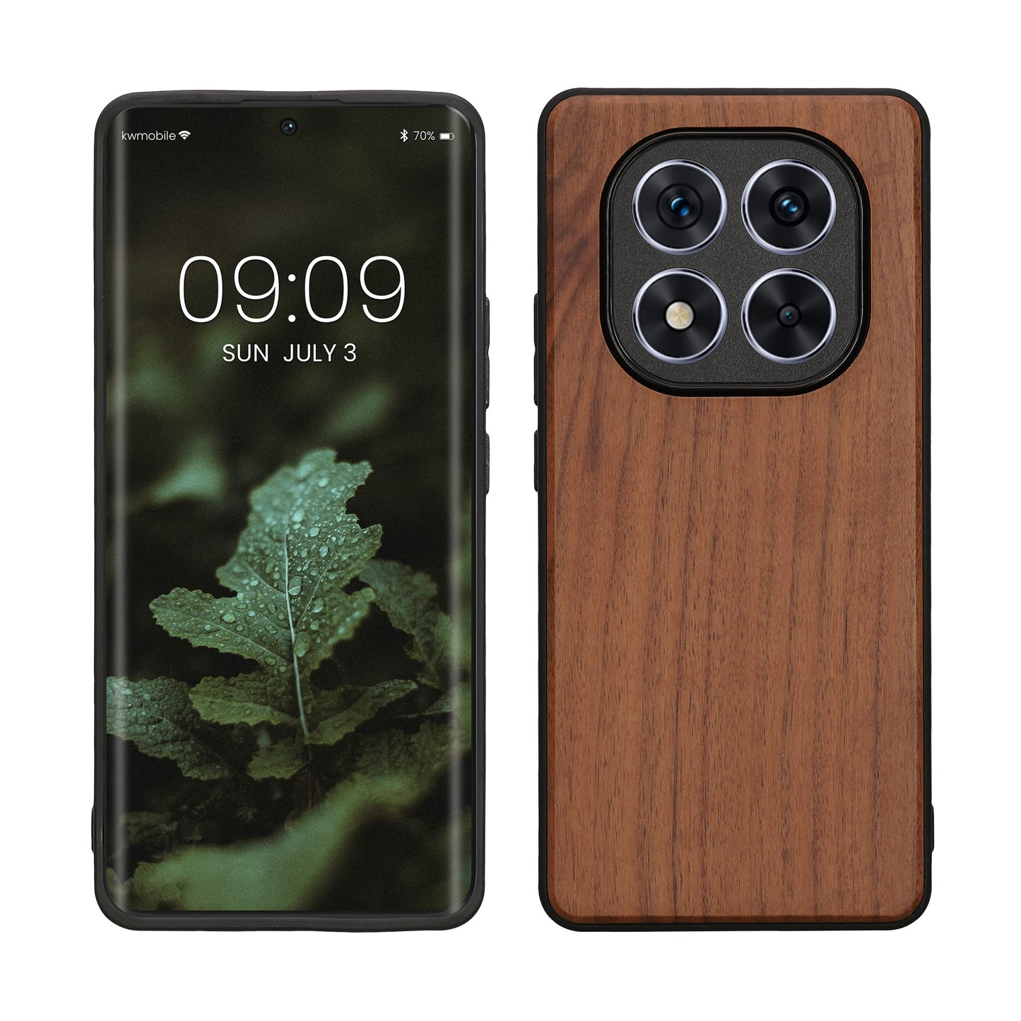 kwmobile Hülle kompatibel mit Xiaomi Redmi Note 14 Pro 5G / Poco X7 Hülle - Holz Case - stoßfestes Handy Cover - TPU Handyhülle in Dunkelbraun Dunkelbraun  