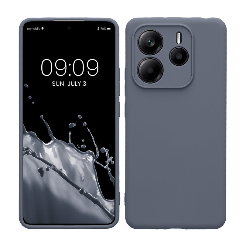kwmobile Handyhülle kompatibel mit Xiaomi Redmi Note 14 5G (Nicht für 4G) Hülle - Handy Case aus weichem Silikon in Blaugrau Blaugrau  