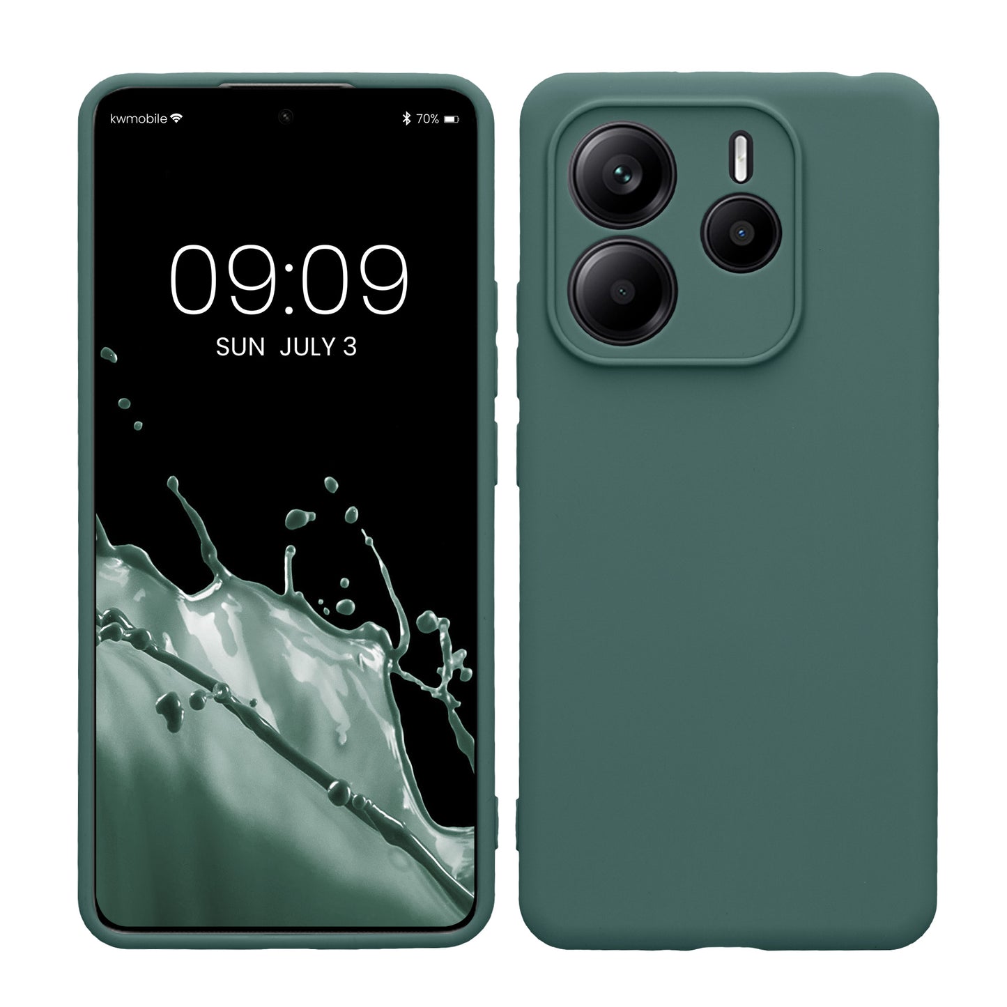 kwmobile Handyhülle kompatibel mit Xiaomi Redmi Note 14 5G (Nicht für 4G) Hülle - Handy Case aus weichem Silikon in Blaugrün Blaugrün  