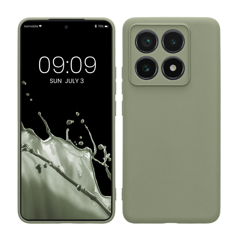 kwmobile Handyhülle kompatibel mit Xiaomi 14T Pro Hülle - Handy Case aus weichem Silikon in Graugrün Graugrün  