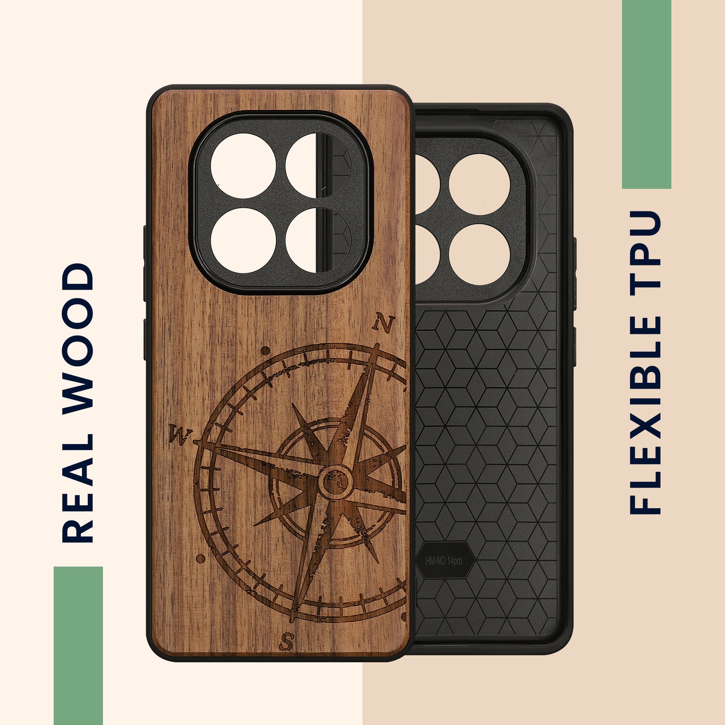 kwmobile Hülle kompatibel mit Xiaomi Redmi Note 14 Pro 5G / Poco X7 Hülle - Handy Cover - TPU Handyhülle Kompass Vintage