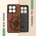 kwmobile Hülle kompatibel mit Xiaomi 14T Hülle - Case - Handy Cover - TPU Handyhülle Kompass Vintage