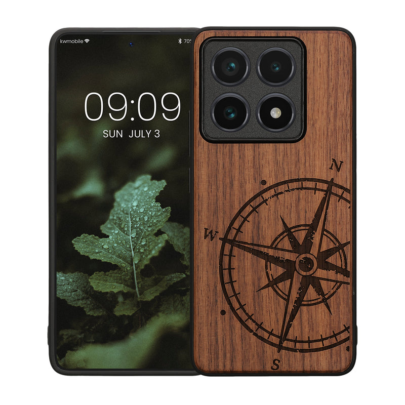 kwmobile Hülle kompatibel mit Xiaomi 14T Pro Handy Cover TPU Handyhülle Kompass Vintage