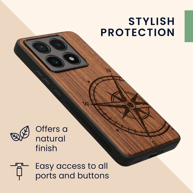 kwmobile Hülle kompatibel mit Xiaomi 14T Pro Handy Cover TPU Handyhülle Kompass Vintage