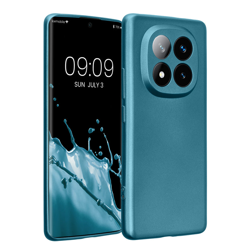 kwmobile Handyhülle kompatibel mit Xiaomi Redmi Note 14 Pro+ 5G / Redmi Note 14 Pro Plus 5G Hülle - weiche Silikon Case metallisch schimmernd in Metallic Karibikblau Metallic Karibikblau  
