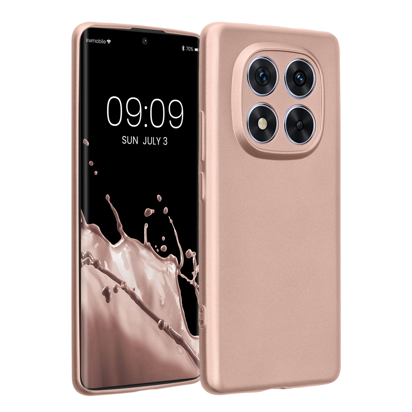 kwmobile Handyhülle kompatibel mit Xiaomi Redmi Note 14 Pro 5G / Poco X7 Hülle - weiche Silikon Case metallisch schimmernd in Metallic Rosegold Metallic Rosegold  