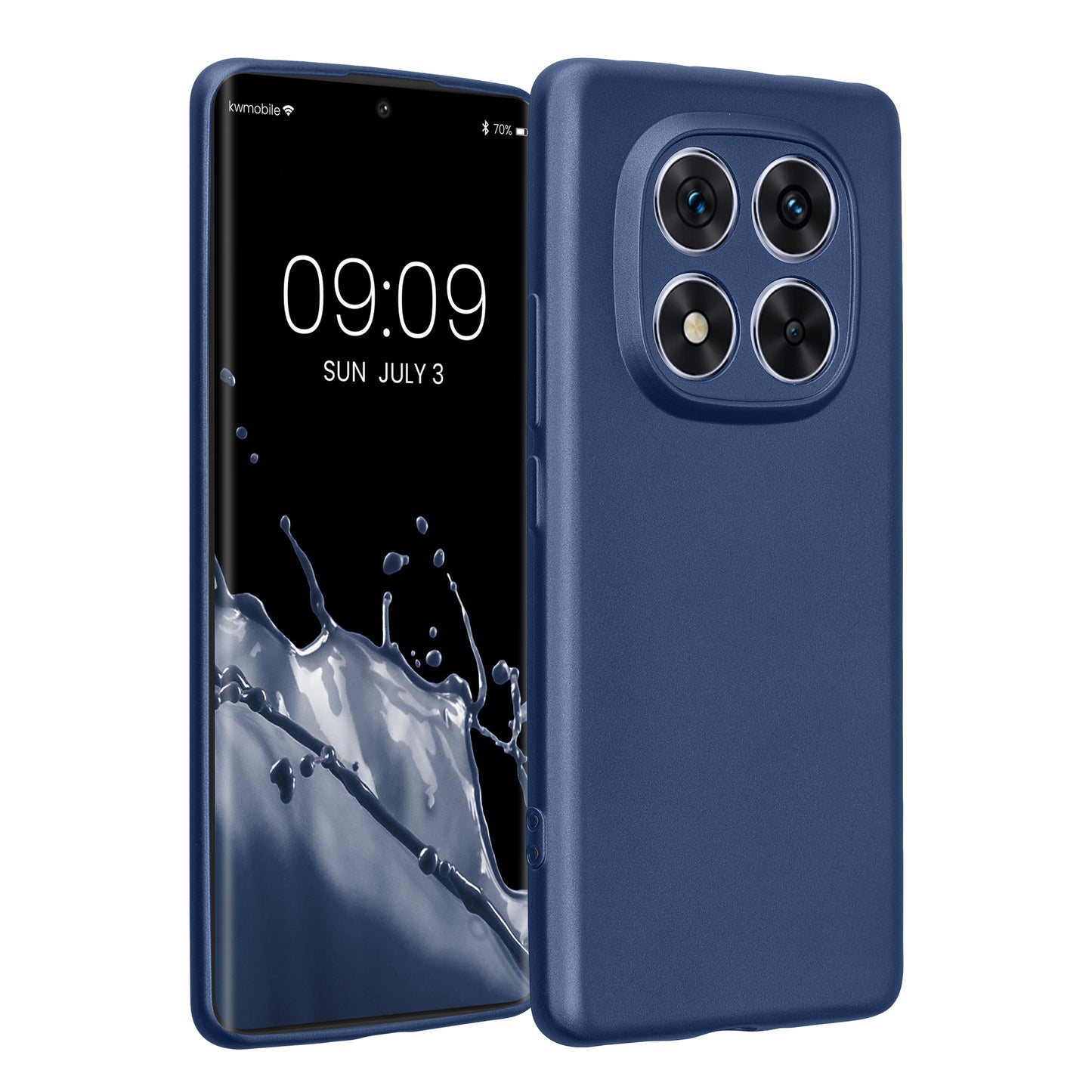 kwmobile Handyhülle kompatibel mit Xiaomi Redmi Note 14 Pro 5G / Poco X7 Hülle - weiche Silikon Case metallisch schimmernd in Metallic Dunkelblau Metallic Dunkelblau  