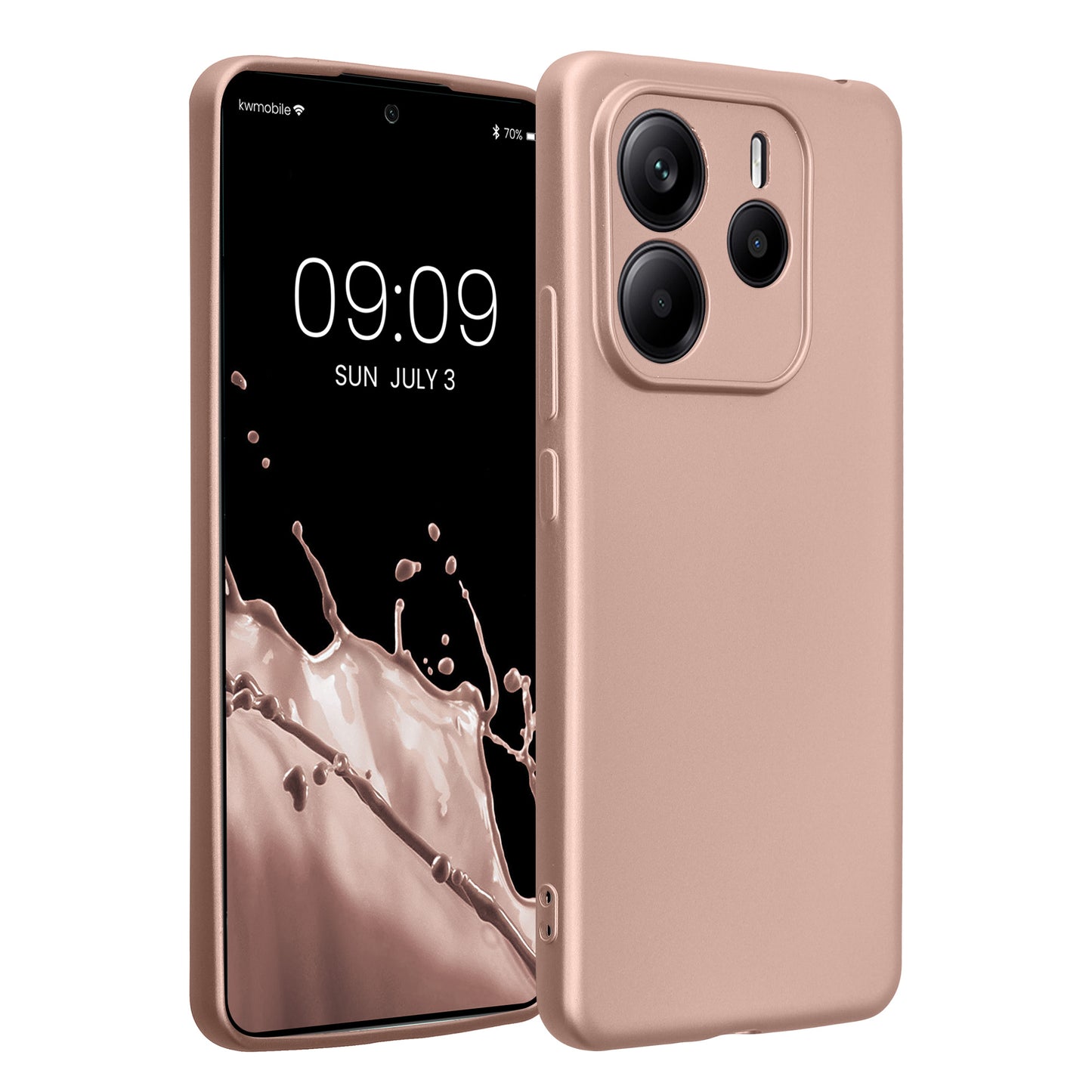 kwmobile Handyhülle kompatibel mit Xiaomi Redmi Note 14 5G (Nicht für 4G) Hülle - weiche Silikon Case metallisch schimmernd in Metallic Rosegold Metallic Rosegold  