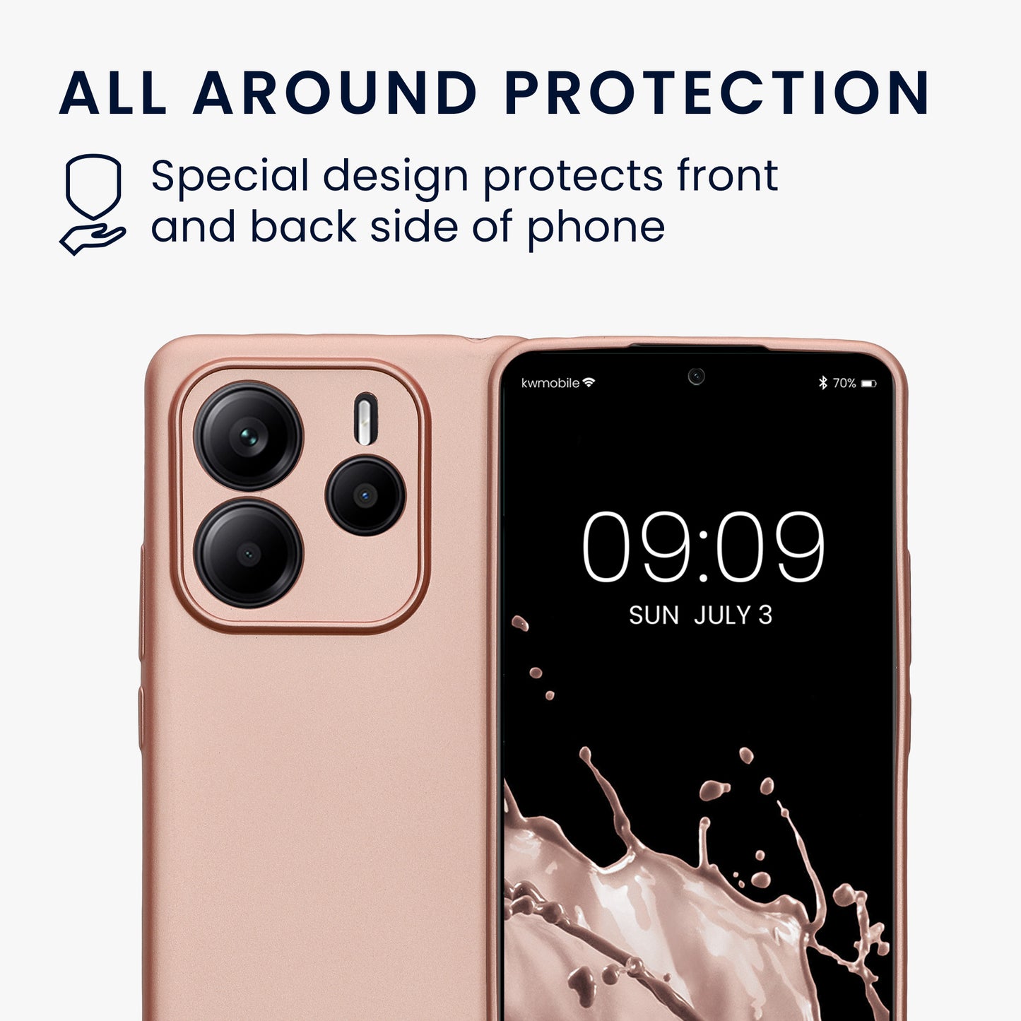 kwmobile Handyhülle für Xiaomi Redmi Note 14 5G (Nicht für 4G) Hülle - weiche Silikon Case metallisch schimmernd - Schutzhülle Cover