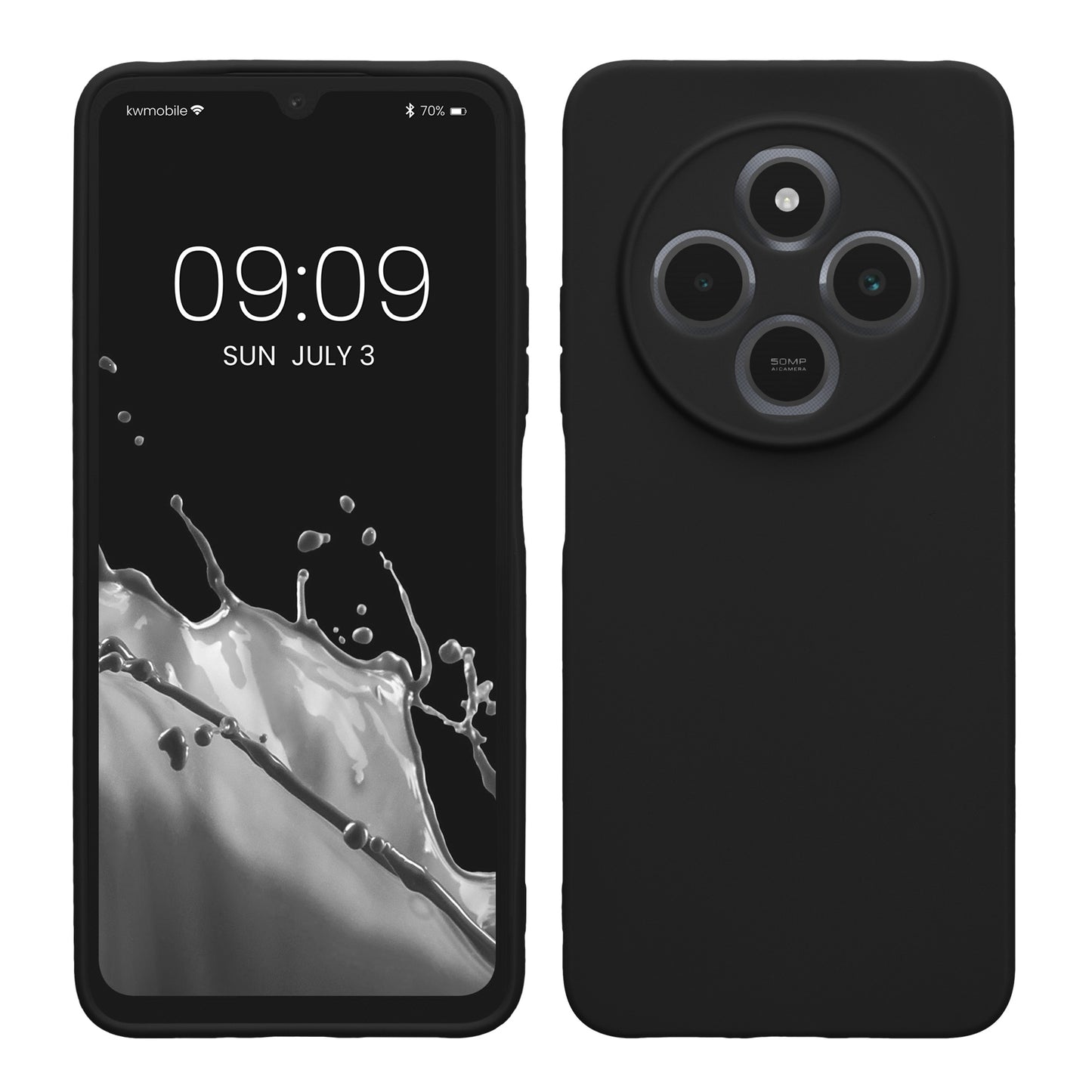kwmobile Handyhülle kompatibel mit Xiaomi Redmi 14C / Poco C75 Hülle - Handy Case aus weichem Silikon in Schwarz matt Schwarz matt  