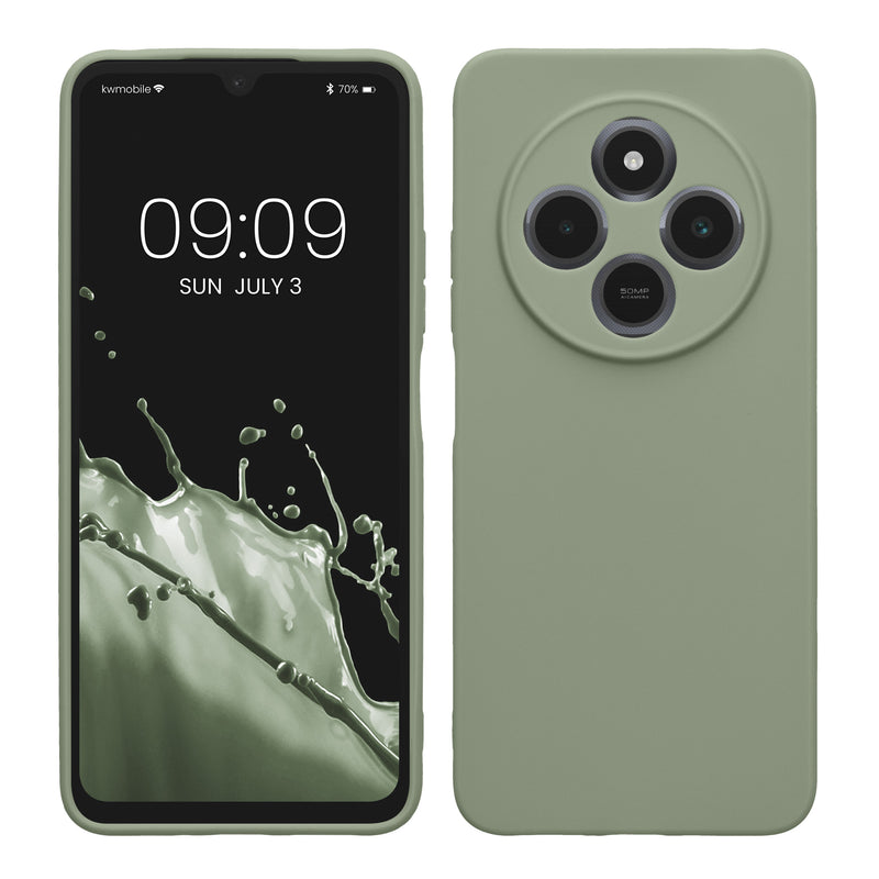 kwmobile Handyhülle kompatibel mit Xiaomi Redmi 14C / Poco C75 Hülle - Handy Case aus weichem Silikon in Graugrün Graugrün  