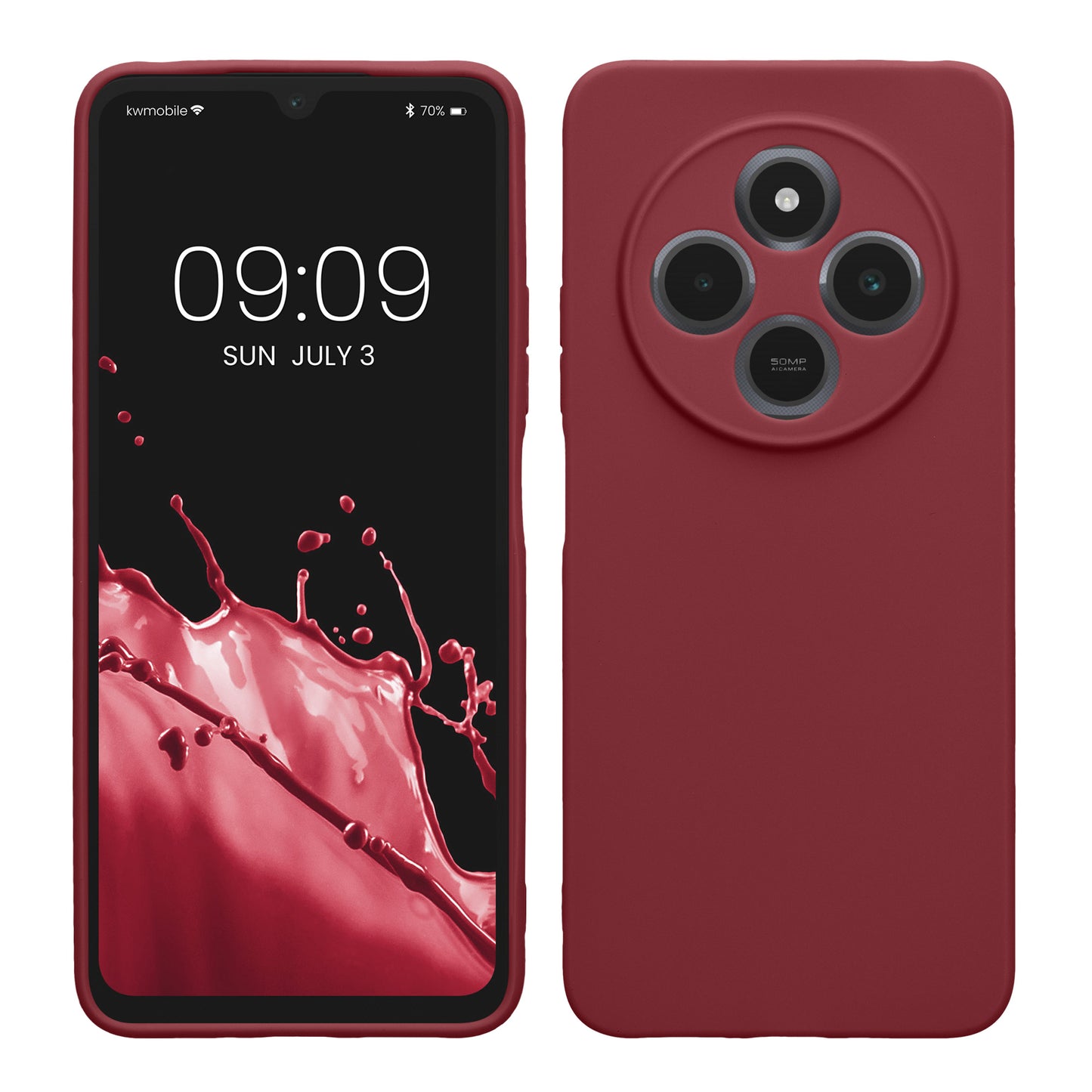 kwmobile Handyhülle kompatibel mit Xiaomi Redmi 14C / Poco C75 Hülle - Handy Case aus weichem Silikon in Bordeaux Violett Bordeaux Violett  