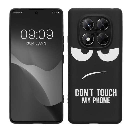 kwmobile Hülle kompatibel mit Xiaomi Redmi Note 14 Pro 4G - Handyhülle Silikon Case - Don't touch my Phone Weiß Schwarz Weiß  [dsg01]