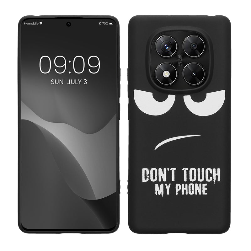 kwmobile Hülle kompatibel mit Xiaomi Redmi Note 14 Pro 4G - Handyhülle Silikon Case - Don't touch my Phone Weiß Schwarz Weiß  [dsg01]