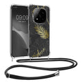 kwmobile Necklace Case kompatibel mit Xiaomi Redmi Note 14 Pro 5G / Poco X7 Hülle - Silikon Cover mit Handykette - Gelb Grau Transparent Dschungel Gelb  [dsg03]