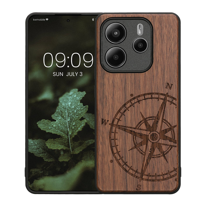 kwmobile Hülle kompatibel mit Xiaomi Redmi Note 14 5G (Nicht für 4G) Hülle - Handy Cover - TPU Handyhülle Kompass Vintage