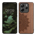 kwmobile Hülle kompatibel mit Xiaomi Redmi Note 14 5G (Nicht für 4G) Hülle - Holz Case - Handy Cover - TPU Handyhülle in Dunkelbraun Aufgehende Sonne Dunkelbraun  [dsg02]