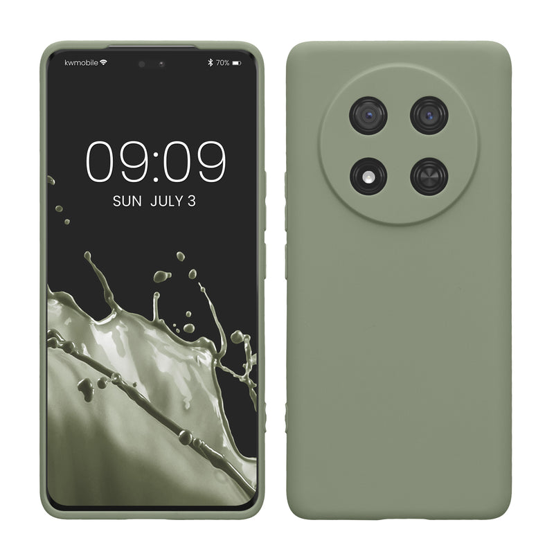 kwmobile Handyhülle kompatibel mit HONOR Magic7 Lite Hülle - Handy Case aus weichem Silikon in Graugrün Graugrün  