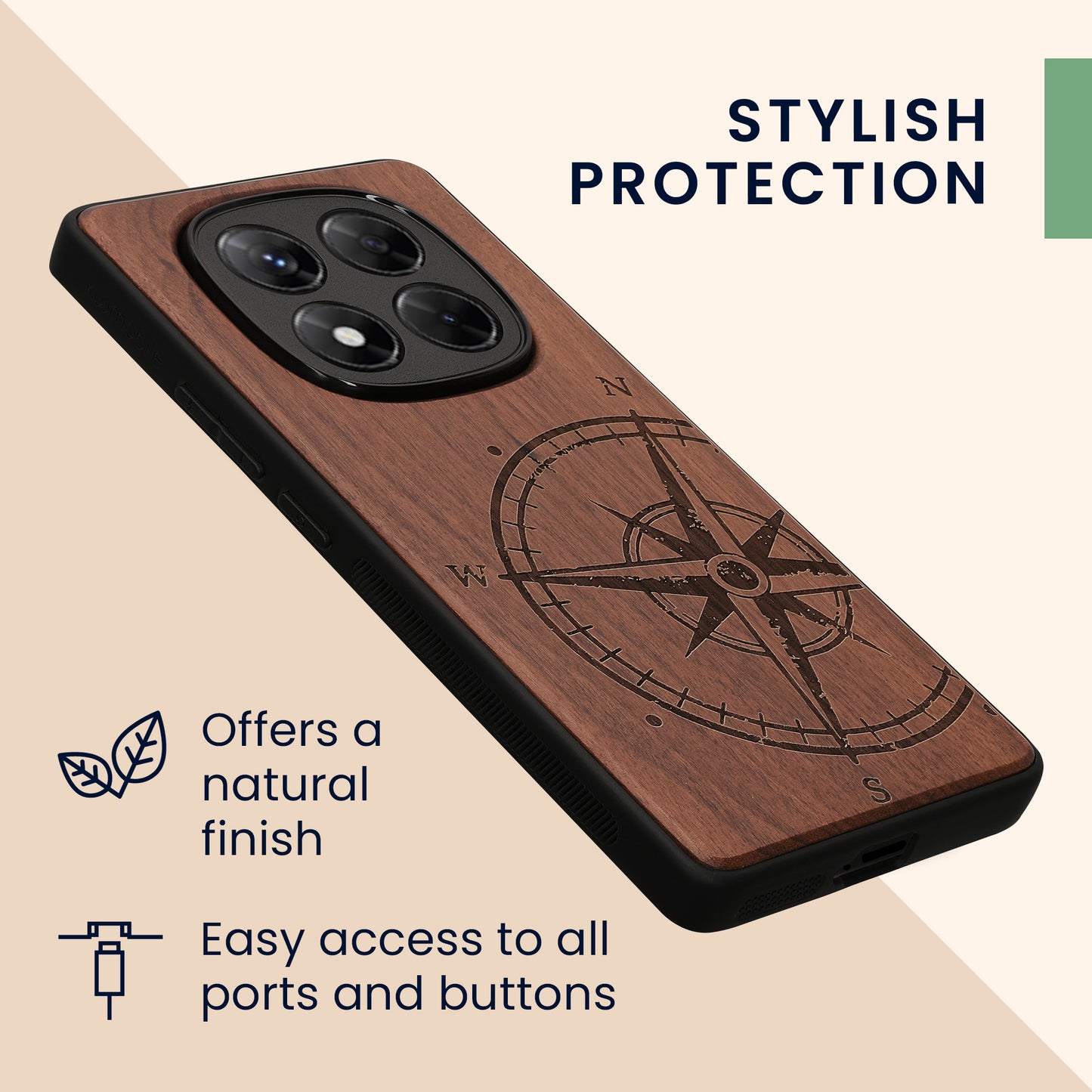kwmobile Hülle kompatibel mit Xiaomi Redmi Note 14 Pro 4G Handy Cover TPU Handyhülle Kompass Vintage