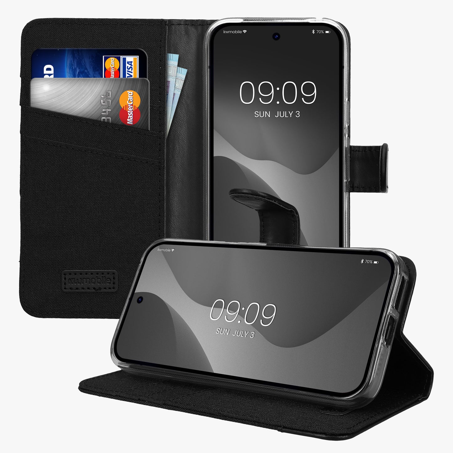kwmobile Wallet Case kompatibel mit Google Pixel 9a - Hülle mit Ständer - Handyhülle Kartenfächer